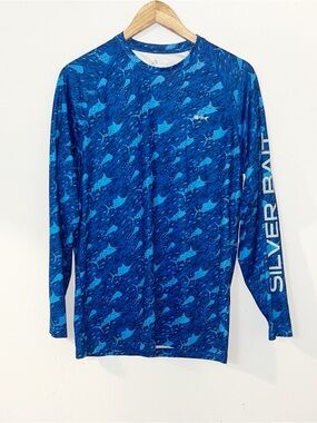 Silver Bait men’s blue long sleeve blue fish fishing shirt with UPF 50+